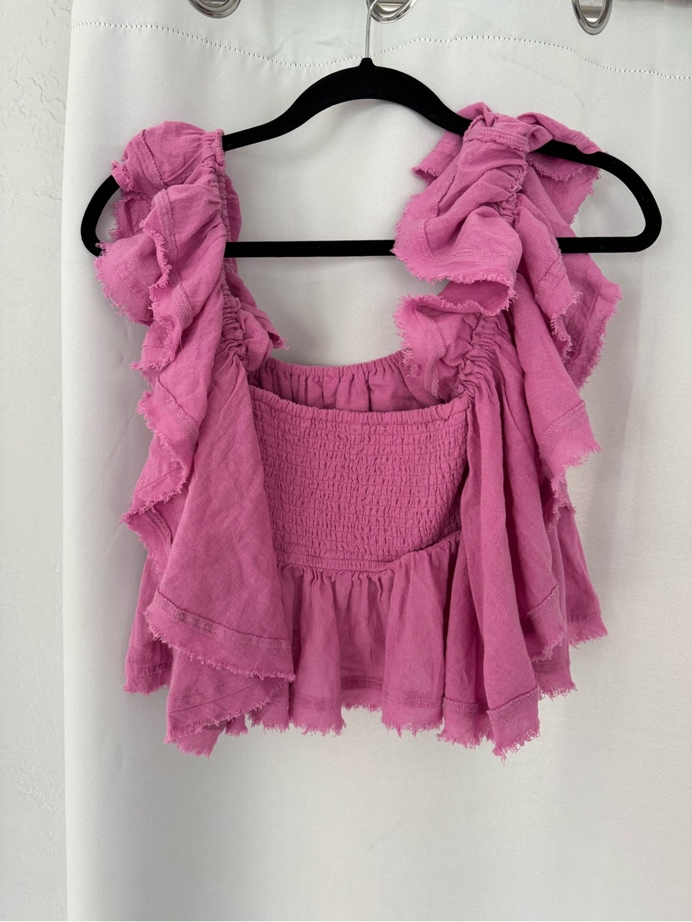 Free People Pink Ruffle Cropped Tank - Picture 2 of 3
